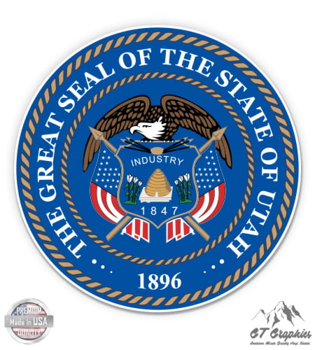 Utah USA State Glossy Seal Car Bumper Sticker Decal 5'' x 5'' 