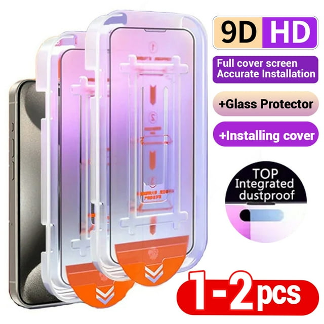 1-2PCS Oleophobic Coating Dust Free Easy Installation Screen Protector For IPhone 16 13 11 12 14 15 Pro Max XS XR 14 Plus Glass