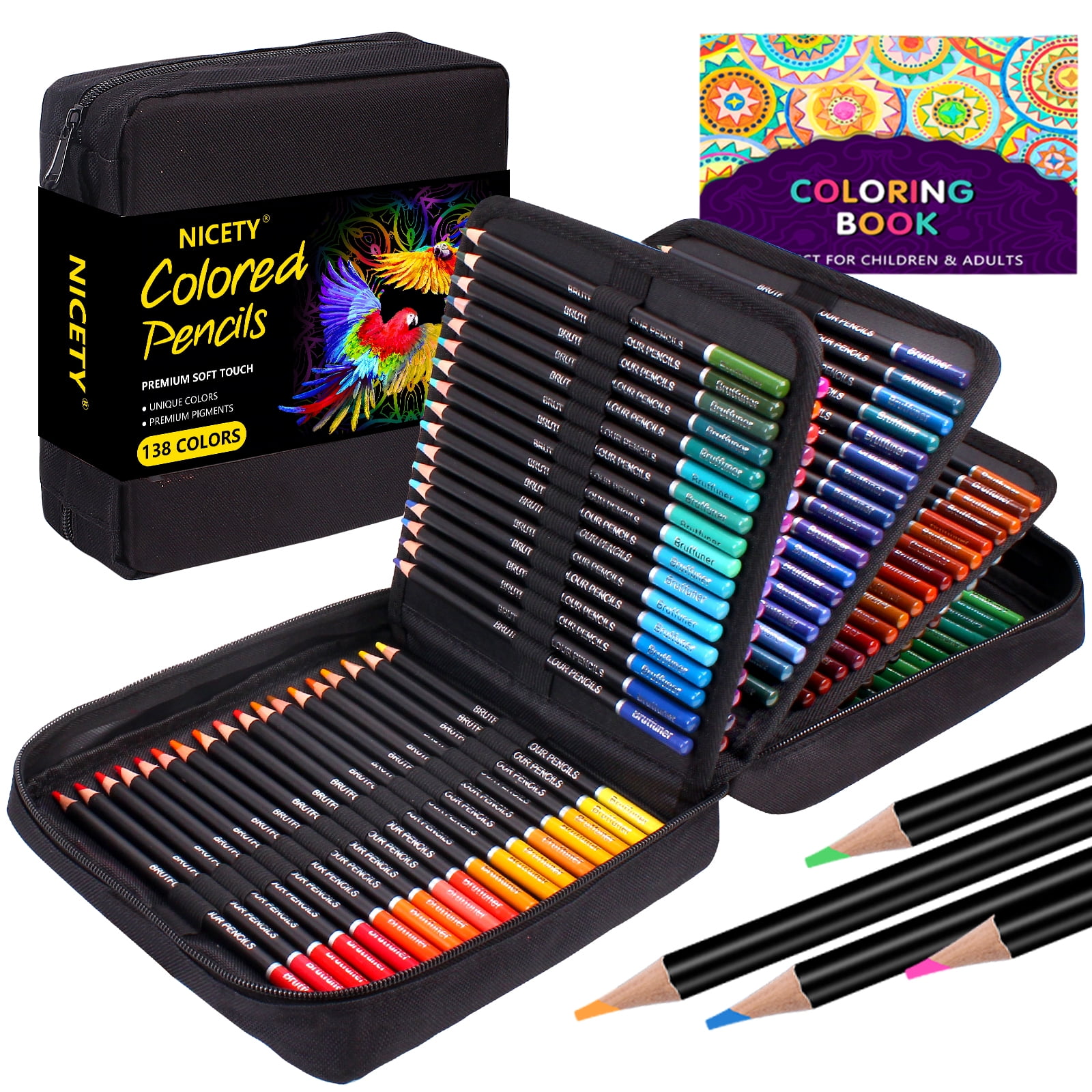 Colored Pencil Set, 138 Count, Wooden Colored Pencils For Adults