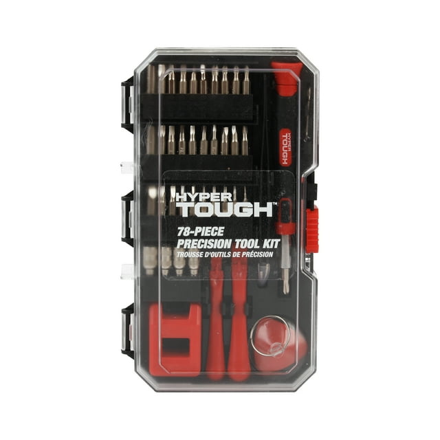 Hyper Tough 78-Piece Precision Tool Kit with Magnetic Screwdriver, Standard Size Bits,CR-V Steel Bits