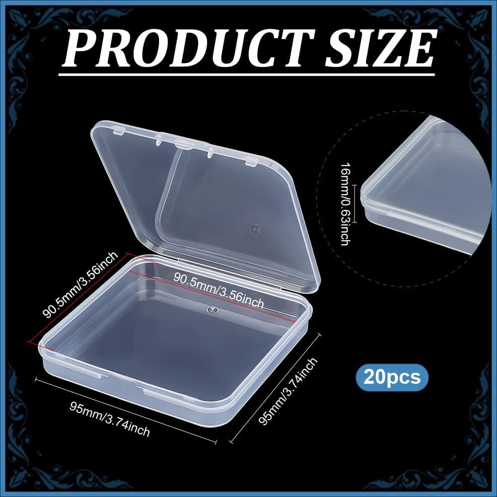20Pcs Plastic Beads Storage Containers Square Clear Jewelry Organizer Box with Flip-up Lids DIY