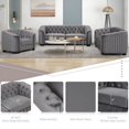 thumbnail image 6 of Velvet 3 Seater Couch, 82"D Wide Mid-Century Modern Sofa Velvet Tufted Upholstered Velvet 3 Seater Sofa with Solid wood Leg, 3 Seater Sofa Comfy Couch Sofa for Living room (Gray), 6 of 7