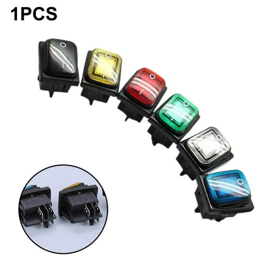Dpst 16A 250Vac Rocker Switch Round Reset Switch With Waterproof Cover 30*24Mm Red YIWEI