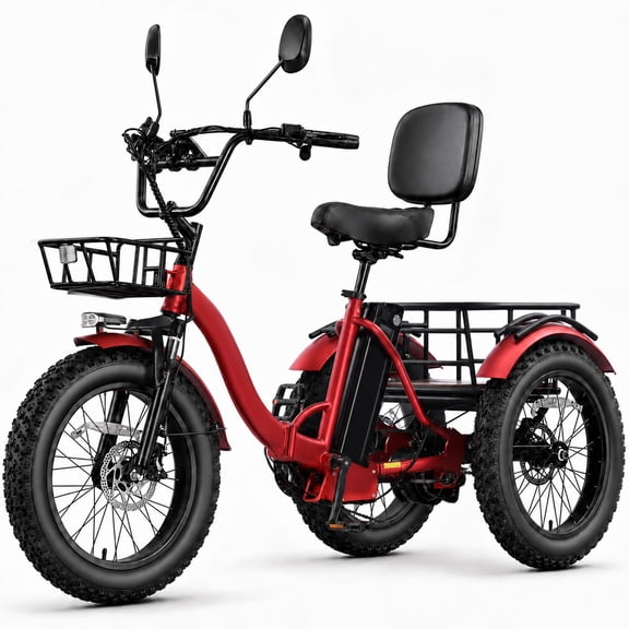 NOMIGO Electric Tricycle for Adults20"Fat Tire , Folding, 750W Motor, 48V 16Ah Lithium Battery, Brown