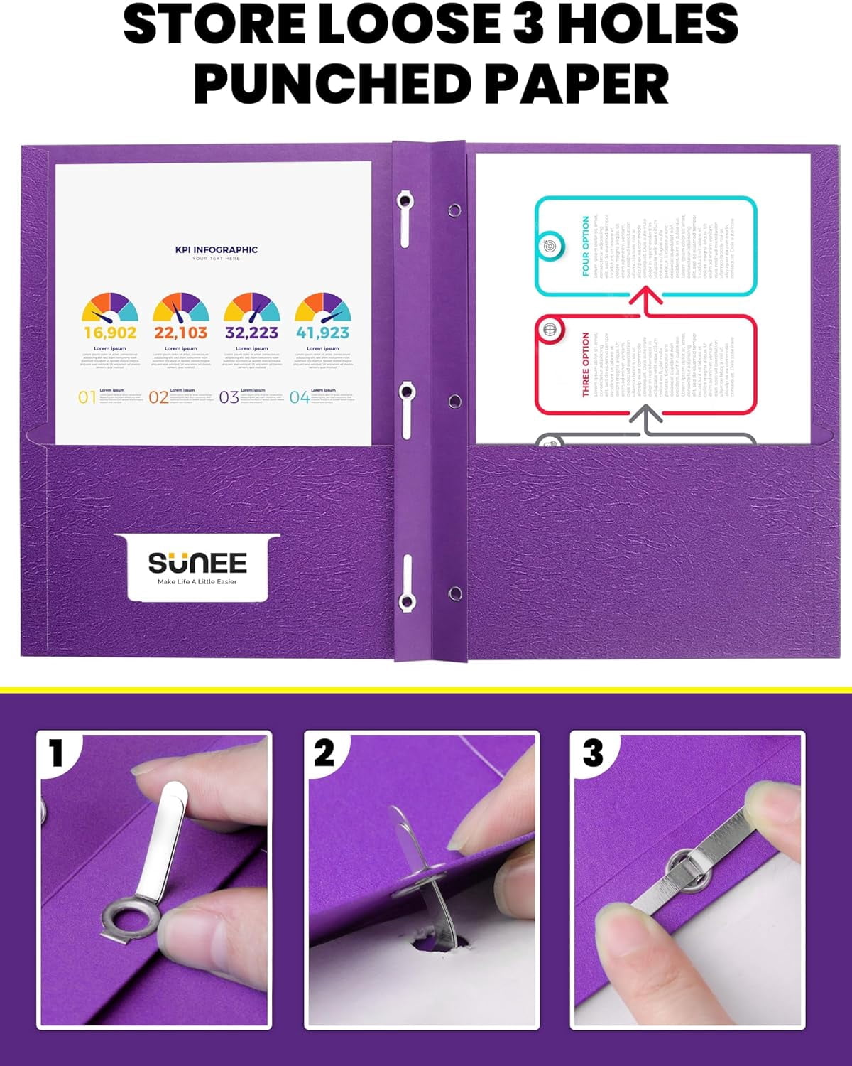 2 Pocket Folders with Prongs (25 Pack, Purple), Paper Folders with 2 Pockets and 3 Prongs Fit Letter Size Paper, Folders with Prongs for School Office Home Business