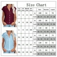 thumbnail image 2 of Blouses for Women Short Sleeve Shirts, Askfv V Neck Solid Color Blouse Button Down Casual Tops, 2 of 4