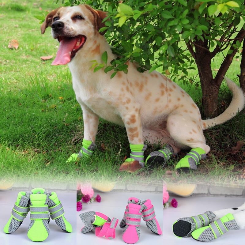 IKemiter 4pcs Dog Shoes Breathable Soft Relective Bandage Paw Boots for Walking Walmart