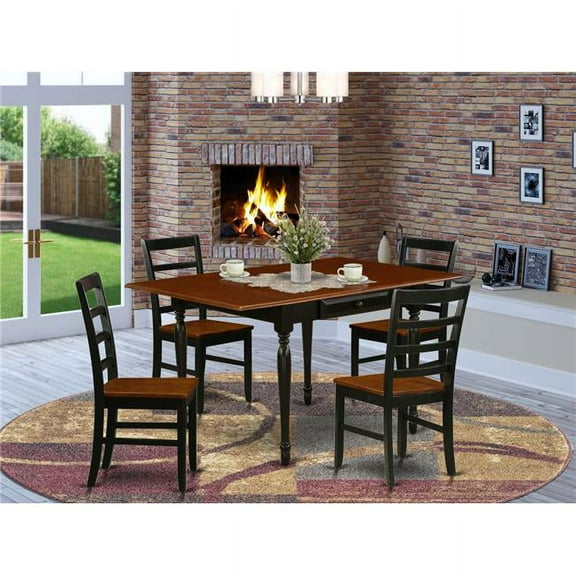 5 Piece Monza Dining Room Table Set - Black & Cherry