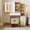 Natural+white, variant on Senfot Nature Vanity Desk With Sliding Mirror and Lights Modern Makeup Vanity Table With 4 Drawers and 7 Storage Shelves, Dressing Table With Stool and Charging Station 3 Lighting Modes for Bedroom