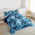 thumbnail image 3 of Homewish Kids Sea Turtle Queen Comforter Set, Navy Marine Seallife Bedding Sets, Bohemian Damask Flower Reversible Bedding Comforter Set, Super Cozy Room Decor, 3 Pieces, 3 of 8