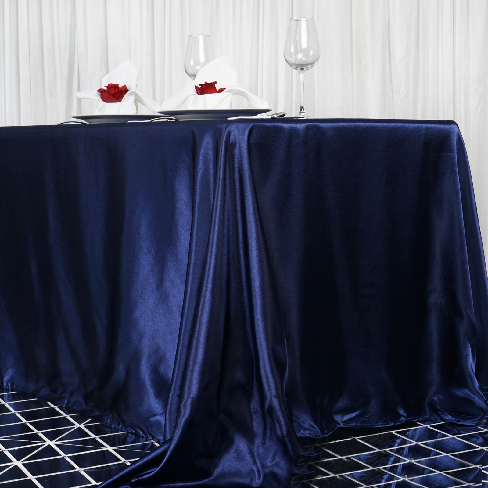 Black 90x156" RECTANGLE Satin TABLECLOTH Wedding Party Home Banquet Linens Home