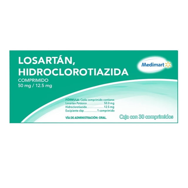 Losartan, Hidroclorotiazida Medimart 30 comprimidos 50 mg / 12.5 mg