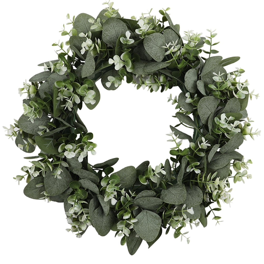 Decorative Artificial Green Eucalyptus Leaf Wreath Faux Green Wreath