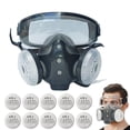 thumbnail image 1 of Masque Respiratoire Réutilisable Intégré avec Lunettes Antibuée, Masque Facial Antipoussière pour Peinture à la Vaporisation, Menuiserie, Meulage, Protection Respiratoire de Qualité Industrielle avec Filtres Remplaçables et Sécurité des Yeux, 1 of 8
