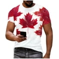 thumbnail image 2 of Yertdoel Men T-shirts Crew Neck Short Sleeve Canada Day Maple Leaf Print Shirts Soft Comfortable Breathable Outdoor Workout Running Summer Casual Tops, 2 of 9