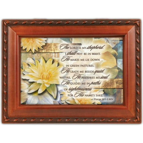 Lord Is My Shepherd Woodgrain Inspirational Cottage Garden Traditional Music Box Plays How Great Thou Art