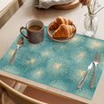 thumbnail image 3 of Teal Green Dandelion Placemats Set of 4, Pastoral Botanical Blossom Washable Wipeable Table Mats for Dining Tables, Indoor Outdoor Kitchen Place Mats for Holiday Party Table Decor, 3 of 9