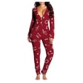 thumbnail image 1 of Pijama con estampado de nota Musical para mujer, mono Bodycon con abotonado, ropa de dormir abotonada con solapa en el trasero, combinación para mujer, 1 of 4