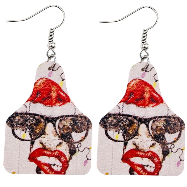 Pendientes de Navidad Ganfancp de Cuero Adornos Navideños 1 Par