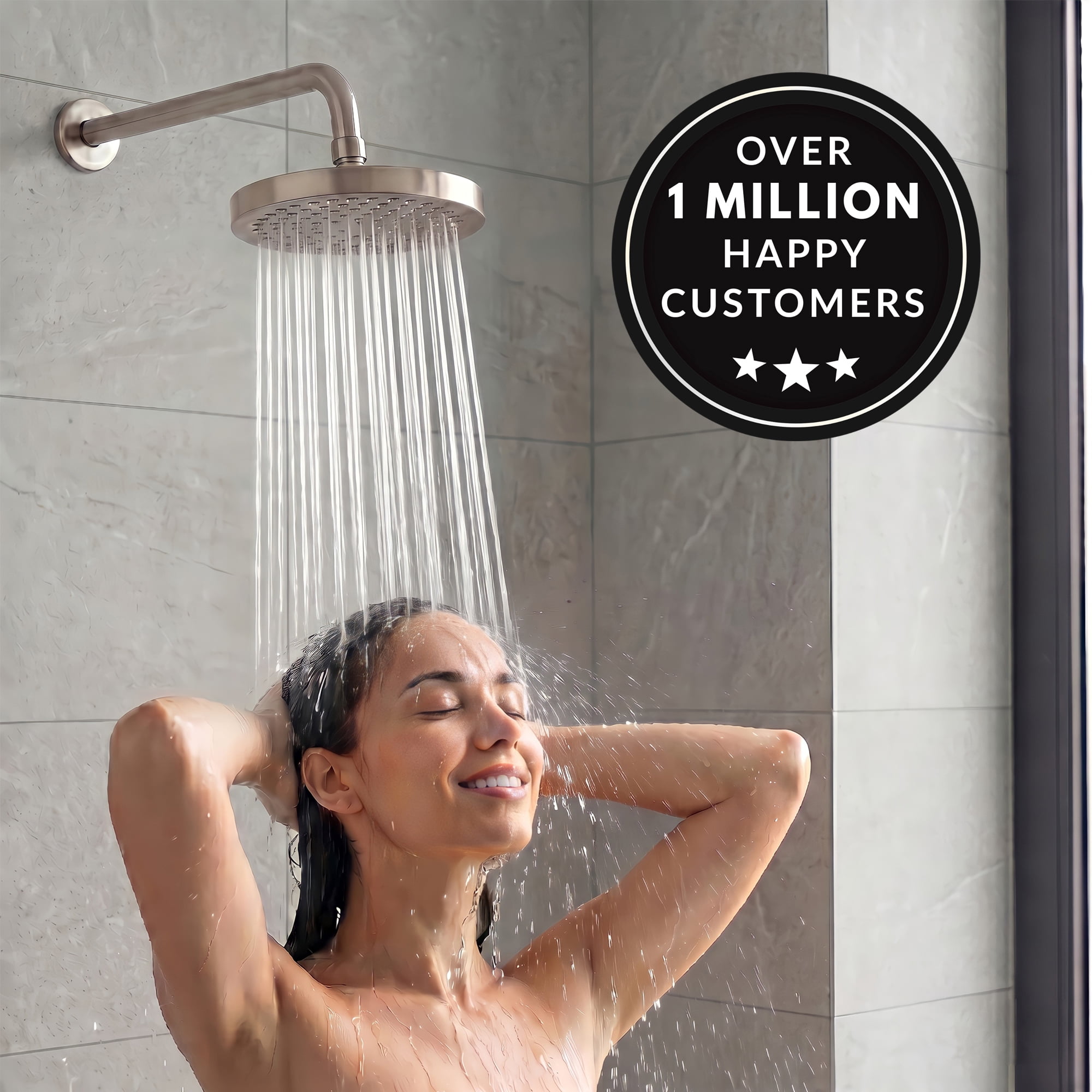 Aqua Elegante High Pressure Rain Shower Head for Low Flow Showers - 2.5 GPM - Brushed Nickel
