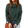 thumbnail image 3 of HUBERY Women Drawstring Heap Neck Long Sleeve Solid Color Pullover Top, 3 of 7