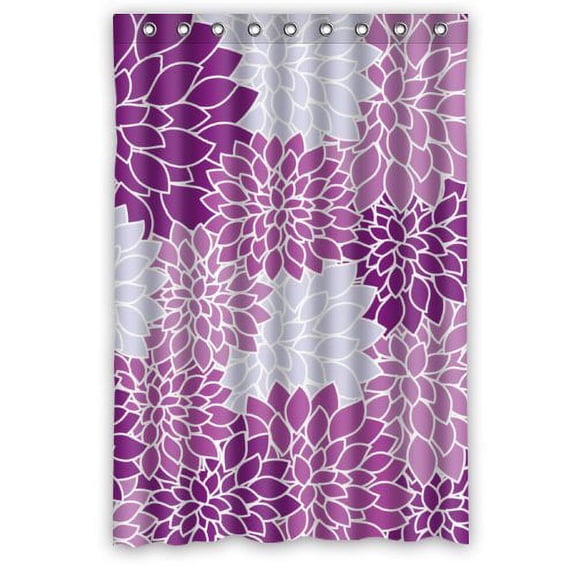 HelloDecor Pretty Purple/White Petals Flowers Shower Curtain Polyester Fabric Bathroom Decorative Curtain Size 48x72 Inches
