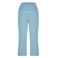 thumbnail image 5 of PMVFHDE Women Solid Color Casual Capri Pants With Pockets Loose Fit Yoga Trousers For Sports Comfort Blue，L, 5 of 6