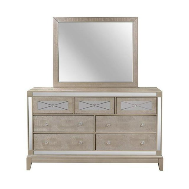 Global Furniture USA MIRROR-CHAMP-M Gros Miroir Texturé Champagne