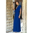 thumbnail image 2 of KOH KOH Long Bridesmaid Formal Short Sleeve V-Neck Full Floor Length Flowy Cocktail Summer Evening Wedding Guest Party Tall Maxi Dress Gown For Women Cobalt Royal Blue Small US 4-6 NT026, 2 of 6