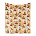 thumbnail image 1 of Rowan Soft Flannel Fleece Throw Blanket, Romantic Fall Season Inspired Tile with Vivid Leafage and Bunch of Berries, Cozy Plush for Indoor and Outdoor Use, 50" x 70", Orange Red Peach, by Ambesonne, 1 of 6
