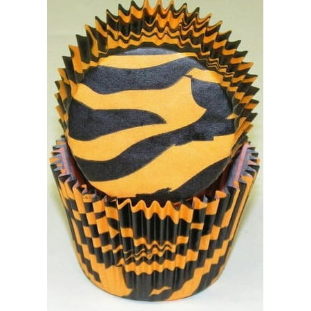 Orange and Black Zebra Cupcake Liners - Baking Cups -50pack