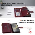 thumbnail image 5 of Phone Case for Samsung Galaxy S24 Ultra Wallet Cover with Shoulder Strap & Wrist Strap, Card Holder Slots Stand PU Leather Zipper Pocket Flip Case Magnetic Buckle Women Girls for S24 Ultra, Winered, 5 of 9