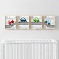Koyal Wholesale Nursery Boys Kids Room Unframed Wall Art Poster Home Decor Gift, 8.5x11-inch, Colorful Cars Theme, 4-Pack