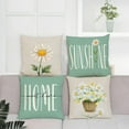 thumbnail image 4 of Set of 4 Dasiy Pillow Covers 16x16 Spring Summer Pillow Covers Hello Sunshine Pillow Covers Cushion Covers Square Cotton Linen Pillow Cases for Couch Sofa Patio Outdoor Home Decor(16 Inch), 4 of 5