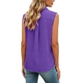 thumbnail image 5 of BRGZLK Women's Sleeveless Shirts Summer Fashion Solid Color Linen Button Down Lightweight Breathable Comfy Dressy Casual Loose Fit Office Tank Tops Purple 4XL, 5 of 5