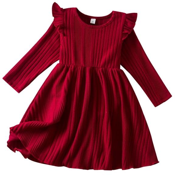 FDDMis Floral Dress Bridal Shower Dress Maxi Dresses Burnt Orange Dress Olive Green Dress Girls Santa Dress Kids Clothes Girls Size 7-8, Red 2-3 Years
