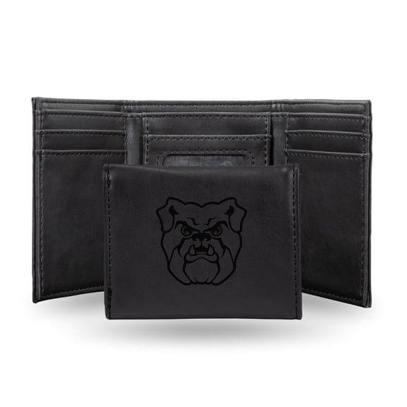 Butler NCAA Bulldogs Black Trifold Wallet with Clear ID Window