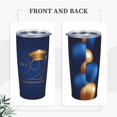thumbnail image 4 of Taza de viaje de acero inoxidable con aislamiento de 20 oz para café con pajita, taza térmica portátil, juego de tres piezas para graduación de la clase de último año de 2024, 4 of 7