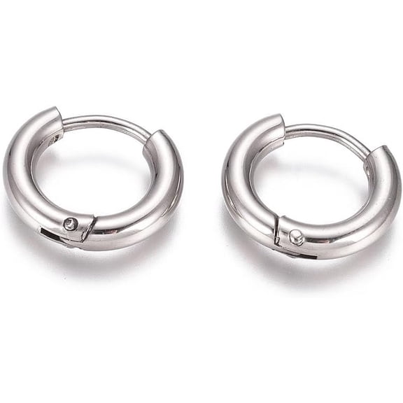 Real 18K Gold Plated Surgical Steel Sleeper Tiny Hoop Earrings with 316 Surgical Stainless Steel Pin Helix Ring Daith Ring Lip Ring Nipple Ring Snug Ring Rook Ring Body Piercing Jewelry 8mm