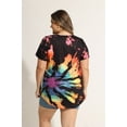 thumbnail image 4 of CASSIE LIZ Plus Size Shirts 5X Summer Tie Dye Womens Tops Colorful V Neck Fashion Short Sleeve Tee Psychedelic Print Loose Fit Tunics Spring Blouses Casual Slit Hem Pullovers 5XL 26W 28W, 4 of 6