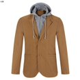 thumbnail image 1 of Traje de hombre con capucha y sombrero extraíble con costuras, traje informal ajustado de dos botones, chaqueta de una pieza de gran tamaño, 1 of 6