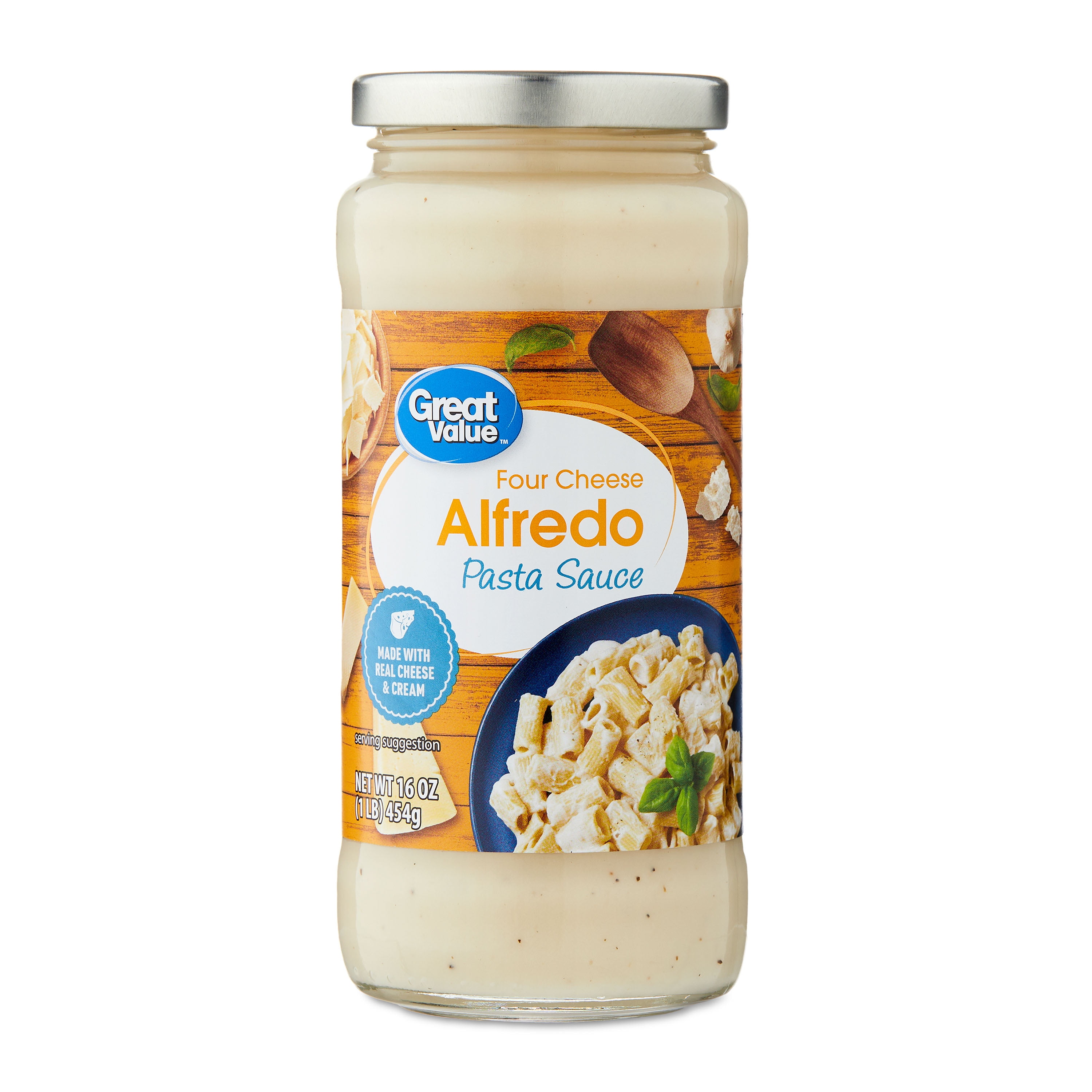 (3 pack) Great Value 4 Cheese Alfredo Pasta Sauce, 16 oz