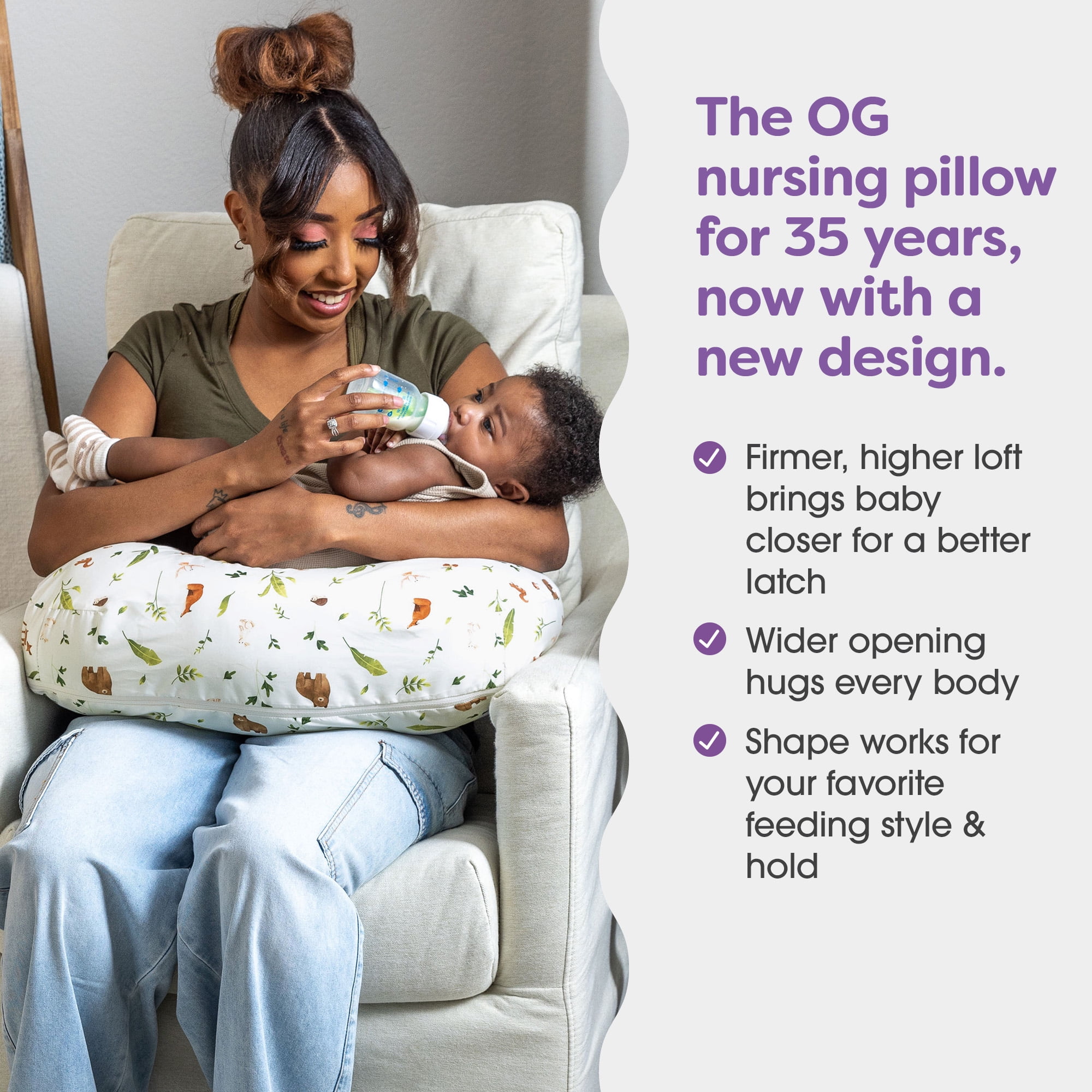 Boppy Nursing Pillow, Bare Naked, Larger, Firmer, More Supportive Pillow for Breastfeeding & Bottle Feeding