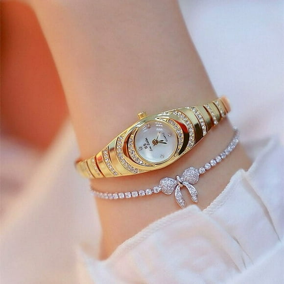 DEBGFS Women Watches Luxury Brand Dress Casual Quartz Small Dial Ladies Wrist Watches Rhinestone Rose Gold Watches for Women 2022,skyblue