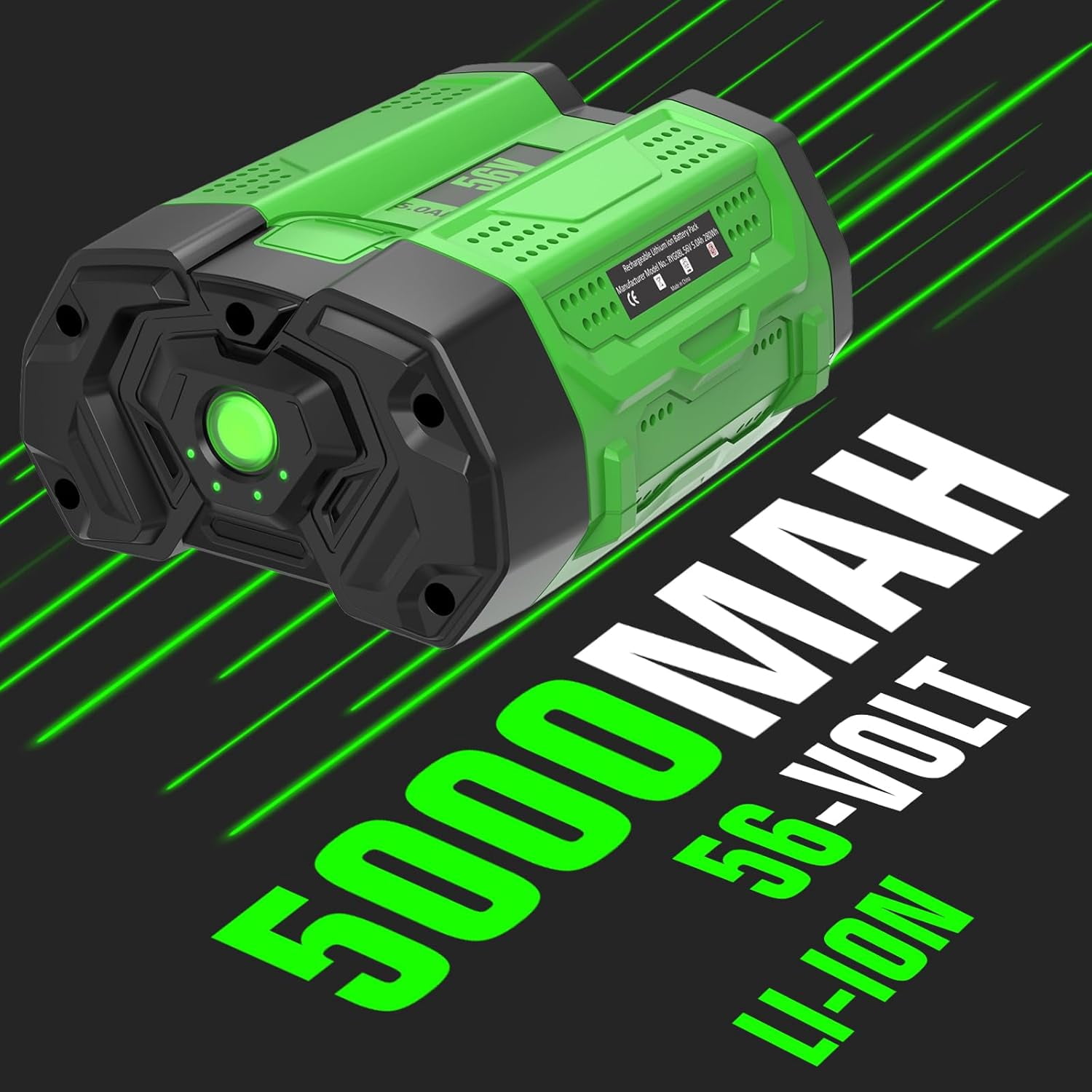 5000mAh Replacement for EGO 56V Battery Compatible with EGO Battery 5.0Ah High Capacity Lithium Power Tools Compatible with BA2800 BA4200 BA4200T BA1400 BA1400T BA2240 Cordless Power Tool(Green)