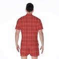 thumbnail image 2 of Red Tattersall Pattern Short Sleeve Men'S Rompers Casual Summer Jumpsuits Outfit, 2 of 4