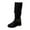 Black, variant on Women's Winter Knee High Boots - Low Block Heel Slouchy Shaft Faux Leather Round Toe Casual Boots with Buckle Strap for Daily Wear