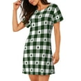 thumbnail image 2 of Disketp Green White Christmas Tree Lumberjack Plaid para Camisón Corto de Manga Corta para Mujeres, Camisón Cómodo con Escote Redondo, Bonito y Confortable, 2 of 6