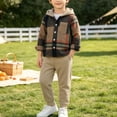 thumbnail image 2 of Daiosportswear Toddler Boys Button Down Plaid Hoody with Joggers Sweatpants 2 Piece Outfit Sweatsuit Sets for 3-9 Years Multicolor-E, 2 of 6