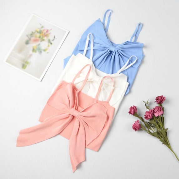 Summer Wild Slings Women Camisole Tank Sleeveless Camisoles Crop Top 2-Ways Wear Outer Wear Inner Bow Camisole,3pcs